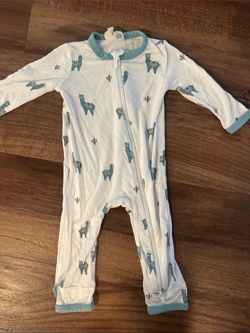 Kyte Baby One-Piece Footless Zipper Romper in Light Blue Llama Print